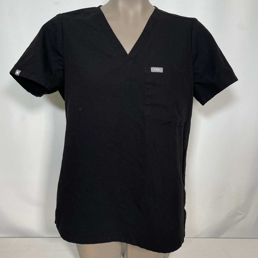 FIGS Technical Collection Catarina One Pocket Black Scrub Top Women's MEDIUM